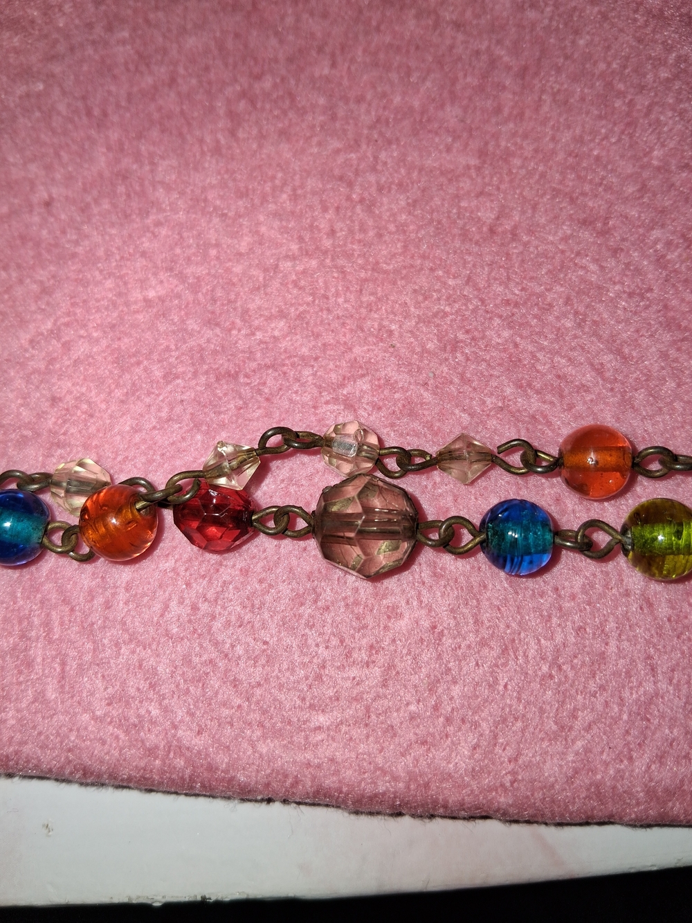 Source Unknown Multicolor Glass Bead Necklace with Antique-Tone Links